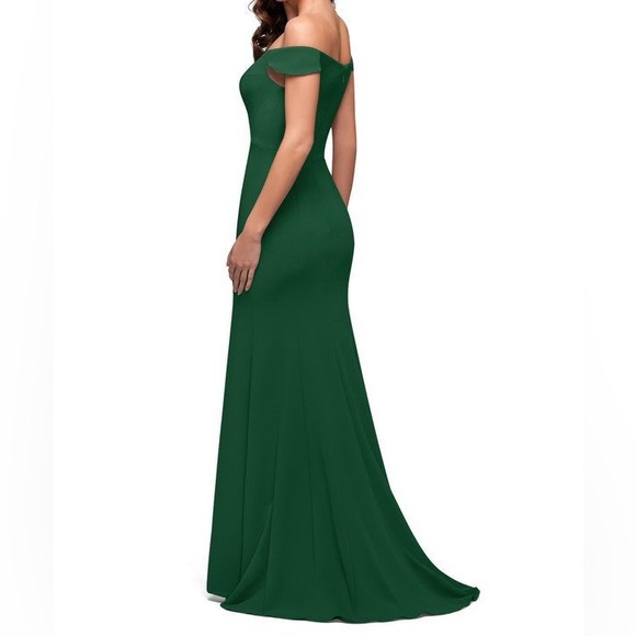 Dark Green Azazie Alice Off-the Shoulder Dress - Picture 2 of 6